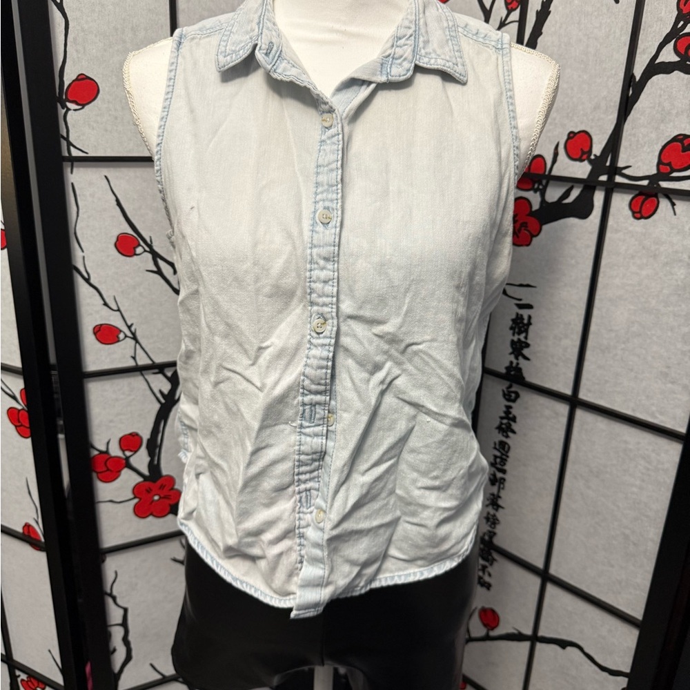 Universal Thread Light Blue Sleeveless Button-Dow… - image 2